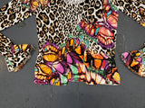 ALBERTO MAKALI Beaded Leopard Top and Cardigan Set
