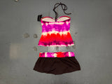 LA BLANCA Brown and Tie Dye Swim Tankini and Skirt