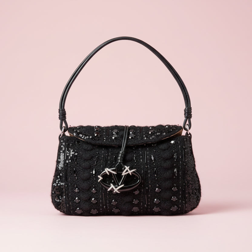 Valentino Black Crochet Bag