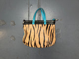 CLAUDIA FIRENZE Tiger Print Pony Hair and Leather Bag
