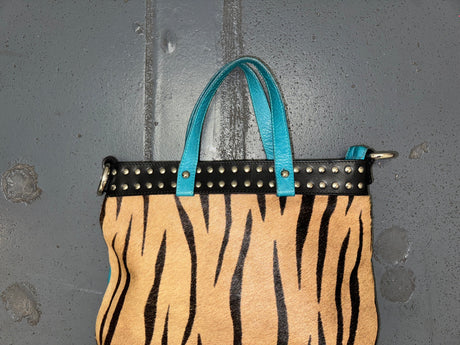 CLAUDIA FIRENZE Tiger Print Pony Hair and Leather Bag