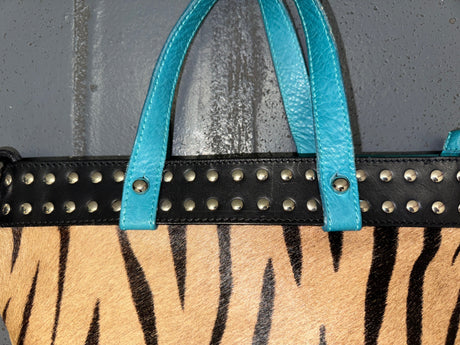 CLAUDIA FIRENZE Tiger Print Pony Hair and Leather Bag