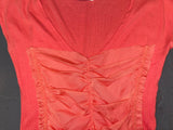 Coral Ruched Mesh T-Shirt