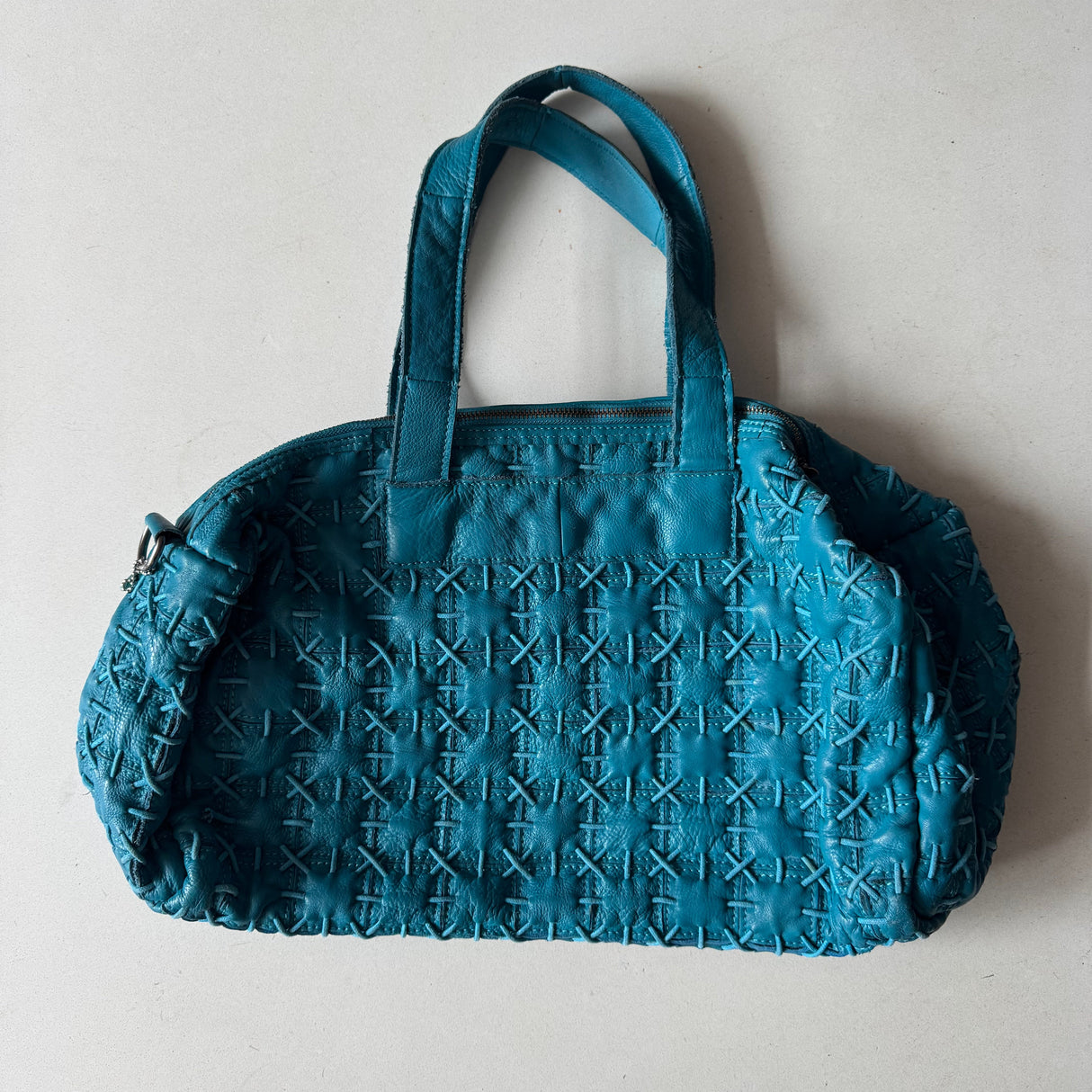 Italian Teal Leather Tote Bag
