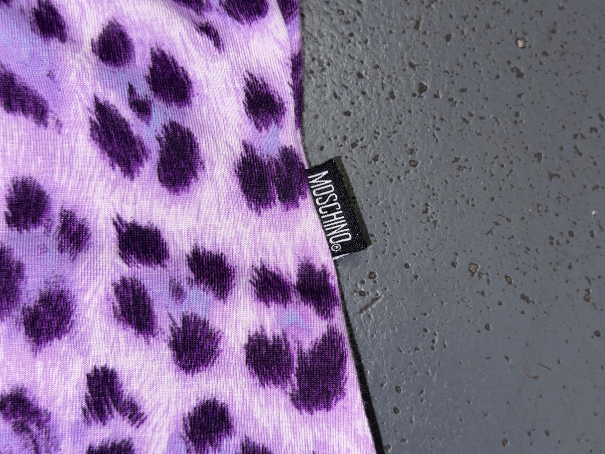 MOSCHINO Purple Leopard Print Cardigan
