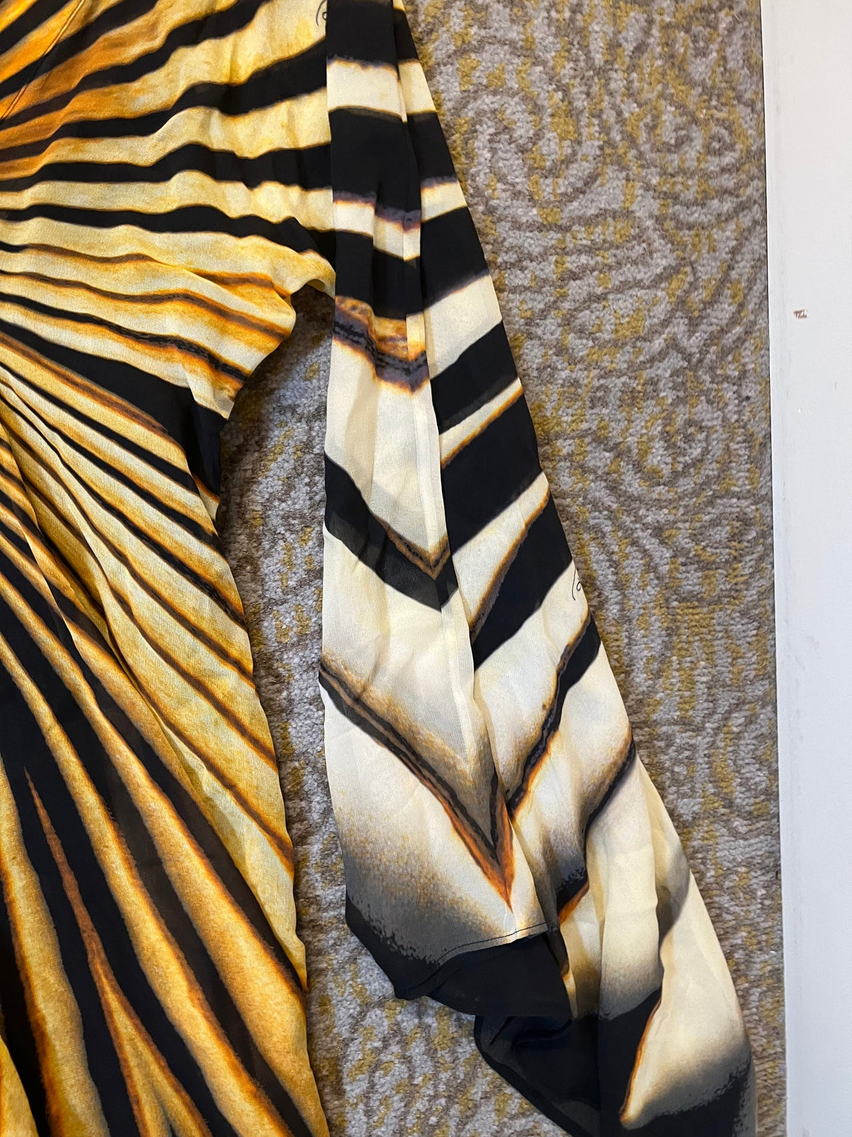 Roberto Cavalli Vintage F/W 2000 Era Zebra Radiating Stripe Silk Dress