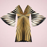 Roberto Cavalli Vintage F/W 2000 Era Zebra Radiating Stripe Silk Dress