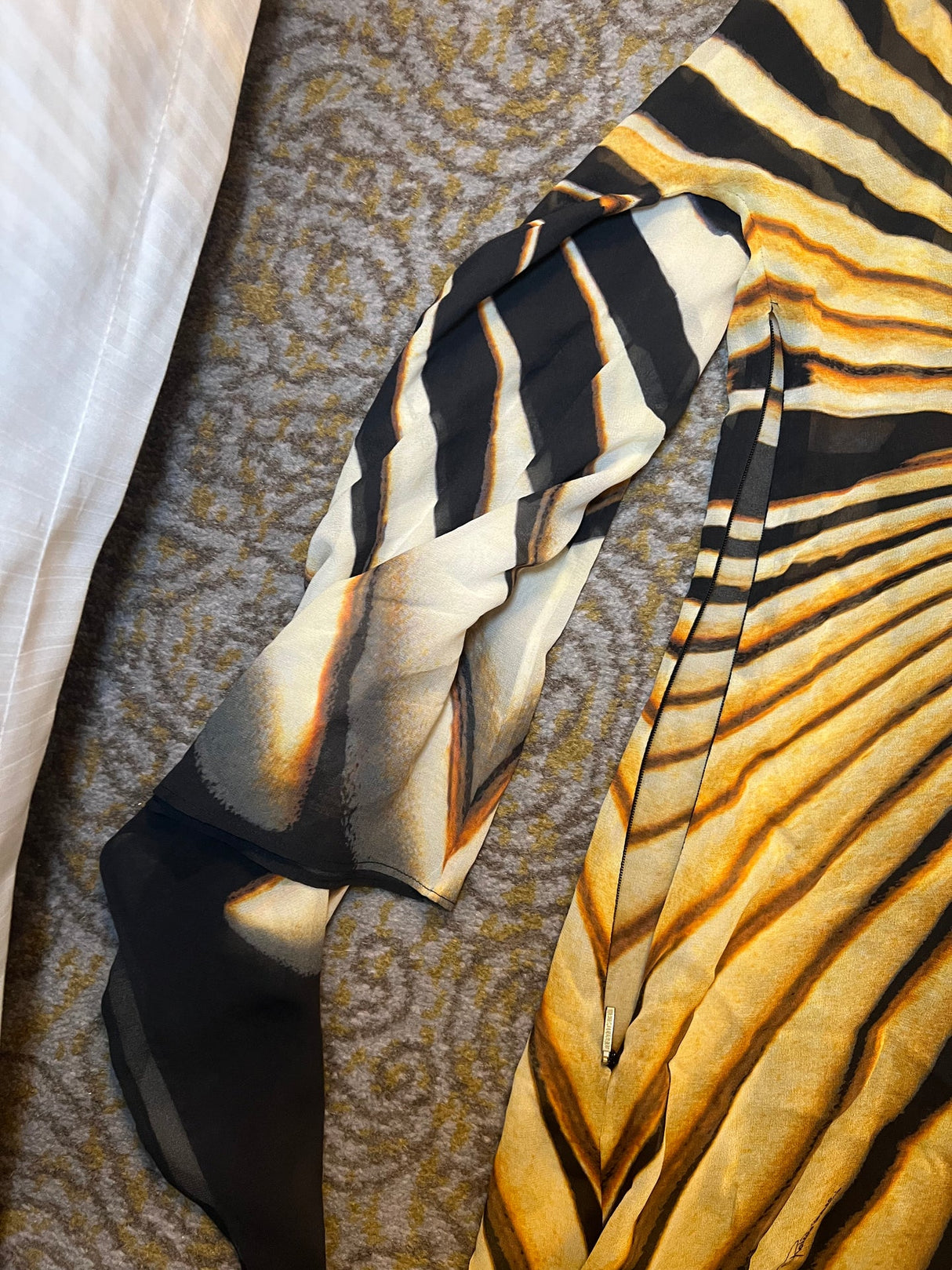 Roberto Cavalli Vintage F/W 2000 Era Zebra Radiating Stripe Silk Dress