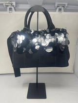 Prada Sequin Fringe Black Canvas Two Way Bag