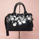 Prada Sequin Fringe Black Canvas Two Way Bag