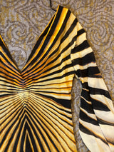 Roberto Cavalli Vintage F/W 2000 Era Zebra Radiating Stripe Silk Dress