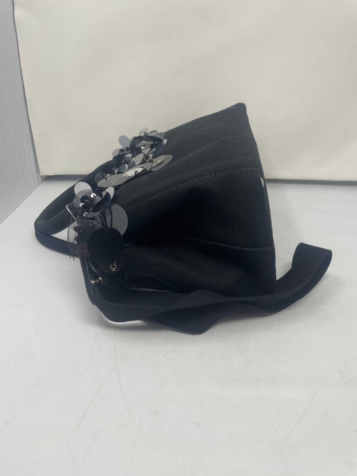 Prada Sequin Fringe Black Canvas Two Way Bag