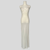 Delicate sheer lace gown in white