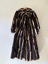 Vintage real fur coat with stripe details