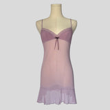 Textured bust ruffled slip dress in purple