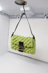 Fendi Lime Green Knit Baguette