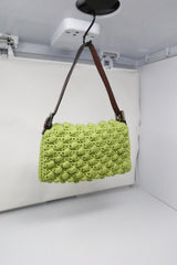 Fendi Lime Green Knit Baguette