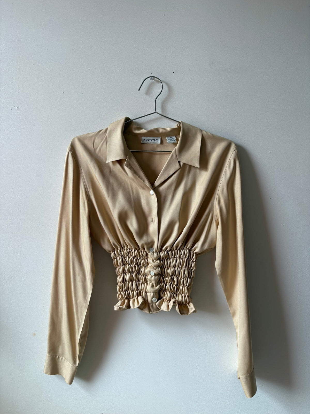 100% silk upcycled button up shirt