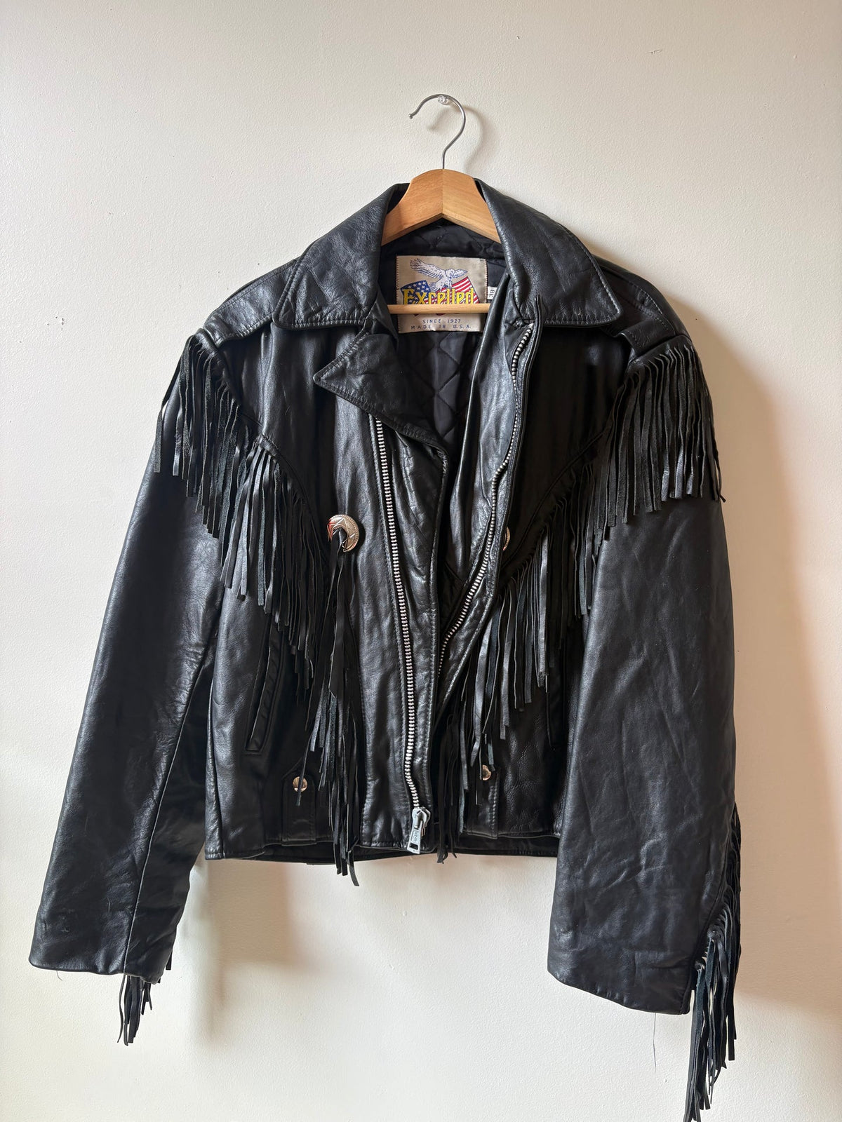 Black fringe motor jacket
