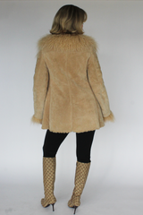 Penny lane mongolian fur suede coat