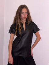 bespoke short sleeve leather shirt