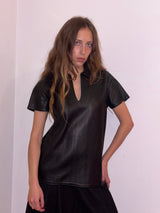 bespoke short sleeve leather shirt