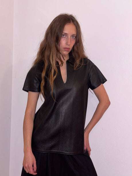 bespoke short sleeve leather shirt