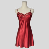 Sweetheart lace neckline slip in red