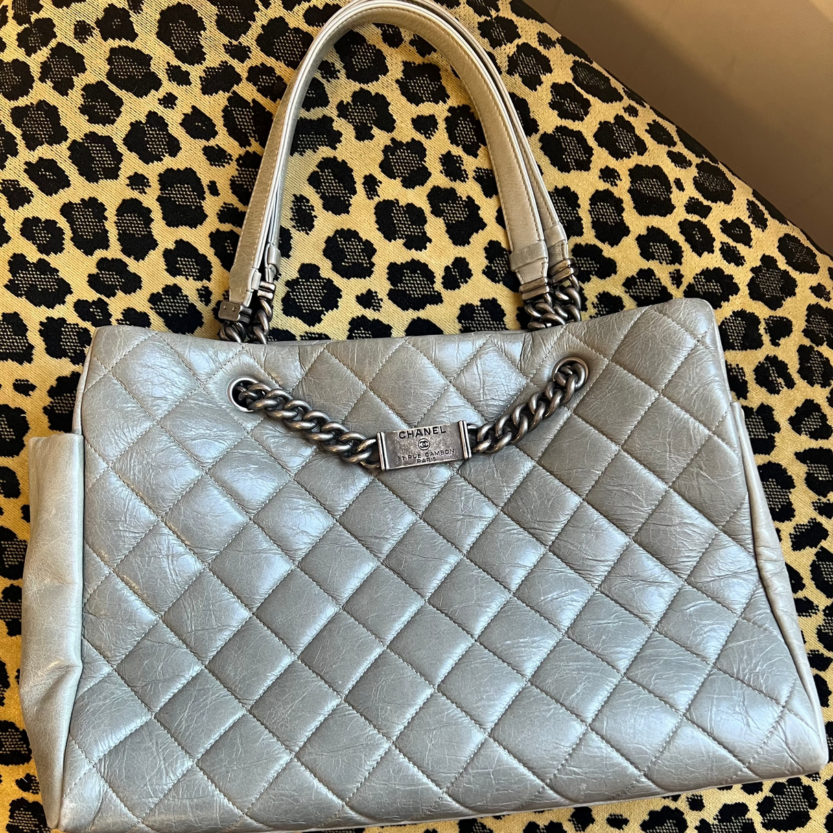 Chanel Grey Quilted Tote