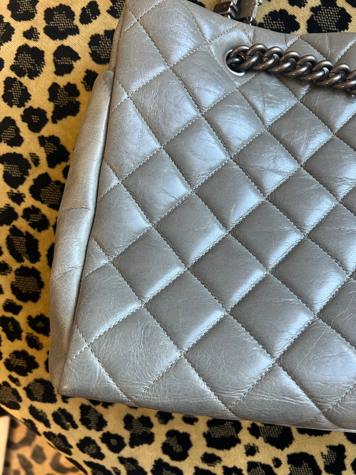Chanel Grey Quilted Tote