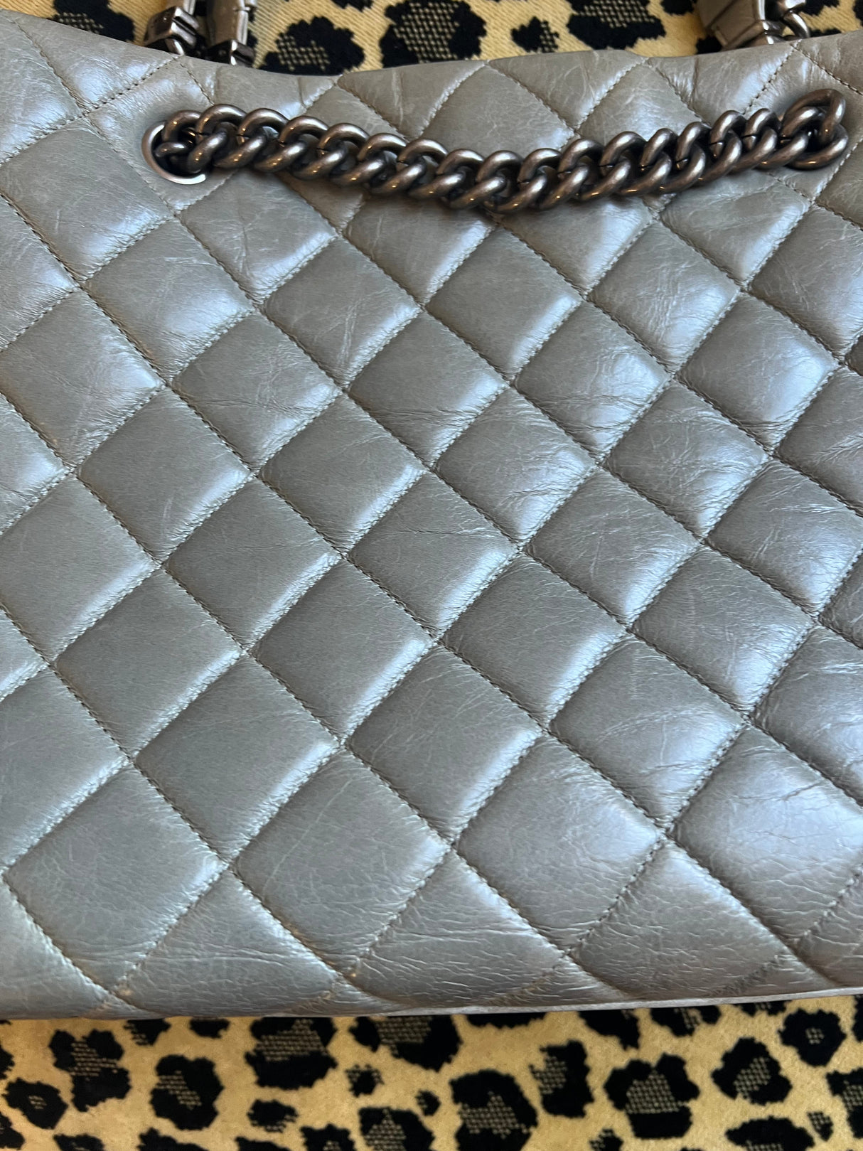 Chanel Grey Quilted Tote