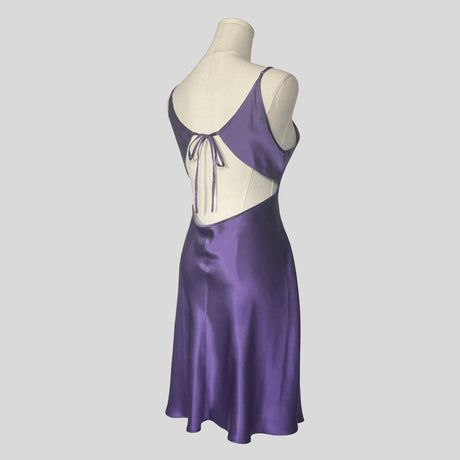Backless silk slip in purple