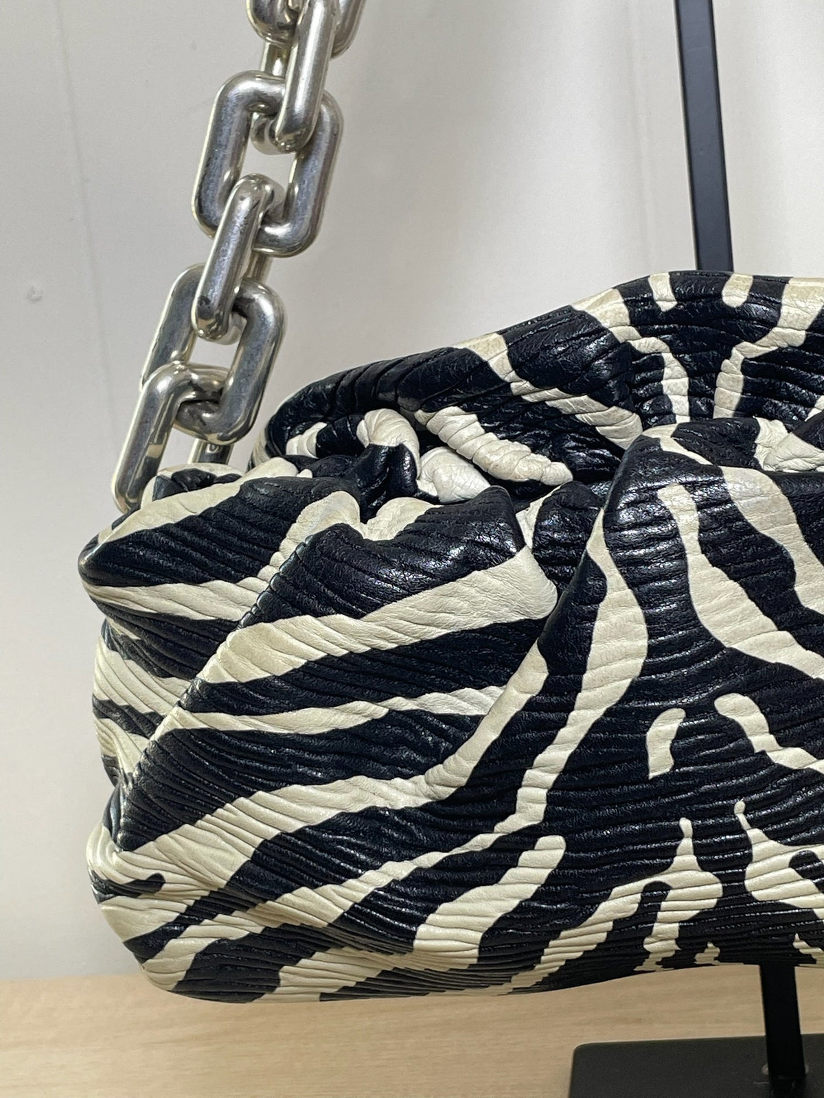Bottega Veneta Zebra Print Chain Pouch