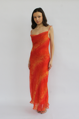 Orange slip maxi dress