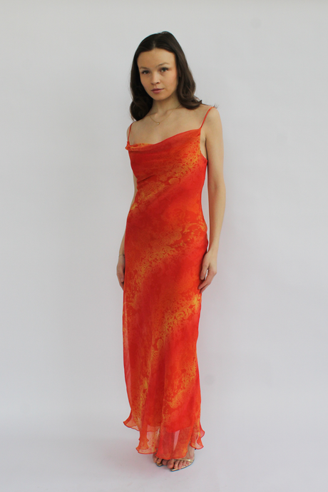 Orange slip maxi dress