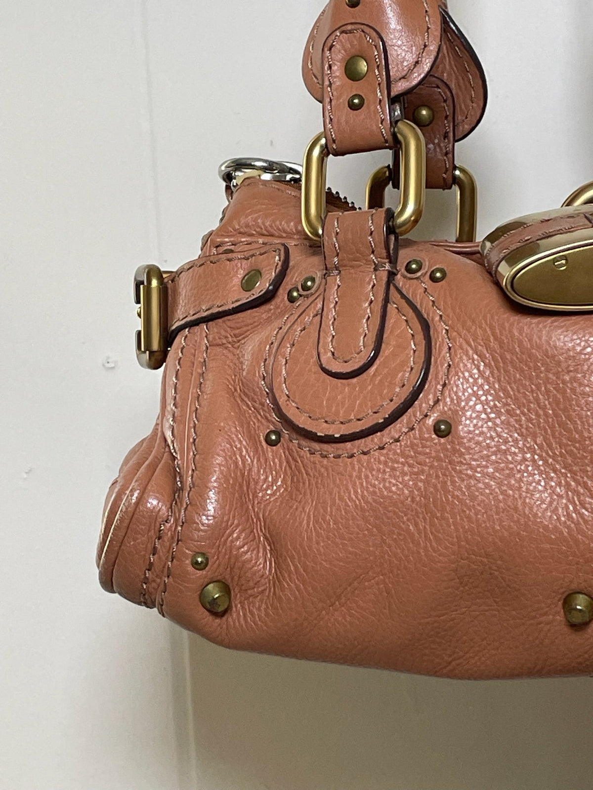 Mini Chloé Paddington Leather Satchel Bag Handbag Warm Caramel