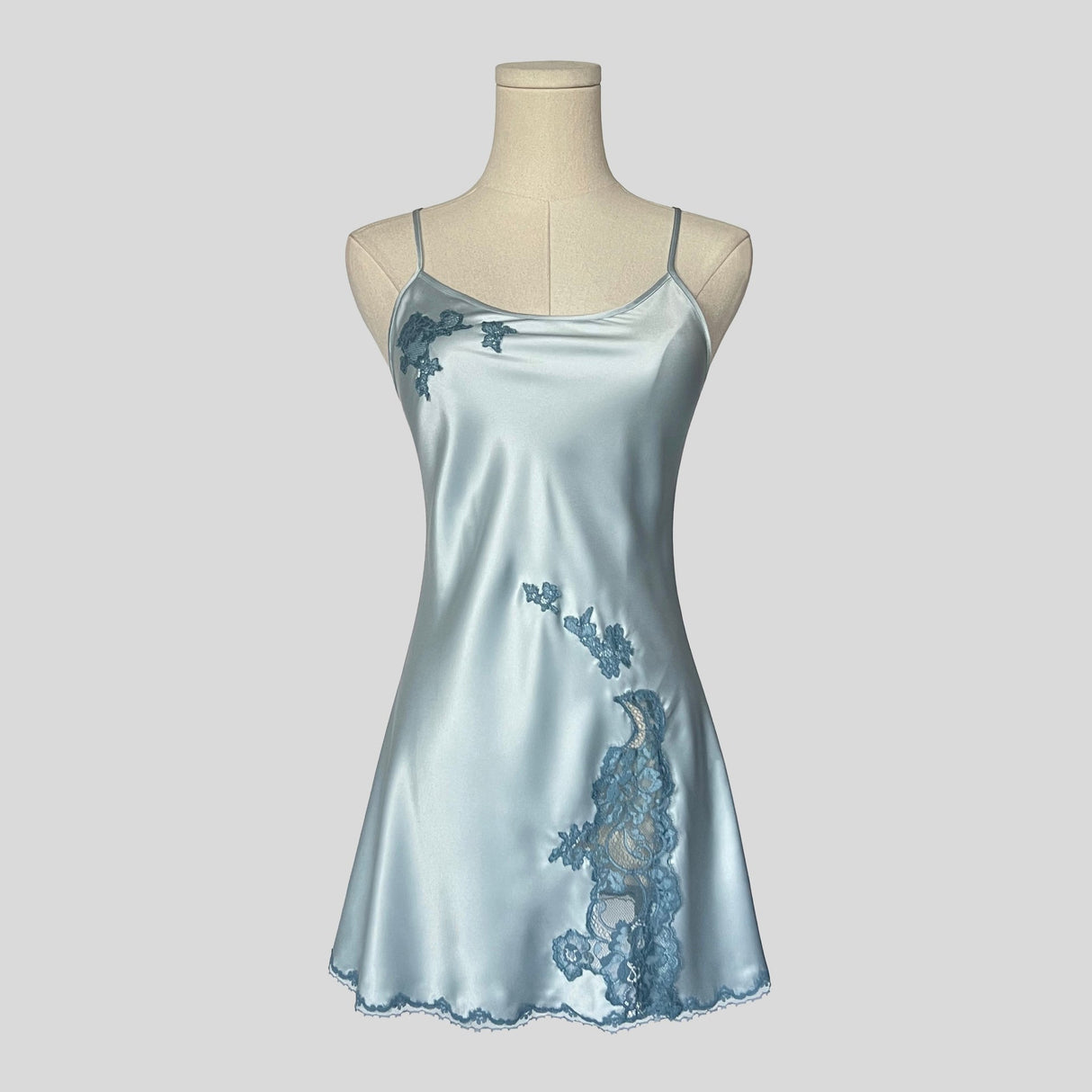 Fairy lace trim slip dress in light blue