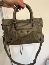 Balenciaga Classic Town Olive Khaki Lambskin Motorcycle Bag
