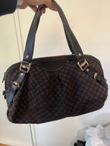 Gucci Bag Black Canvas Gold Top Handle Tote