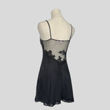 Sweetheart sheer lace back slip dress in black