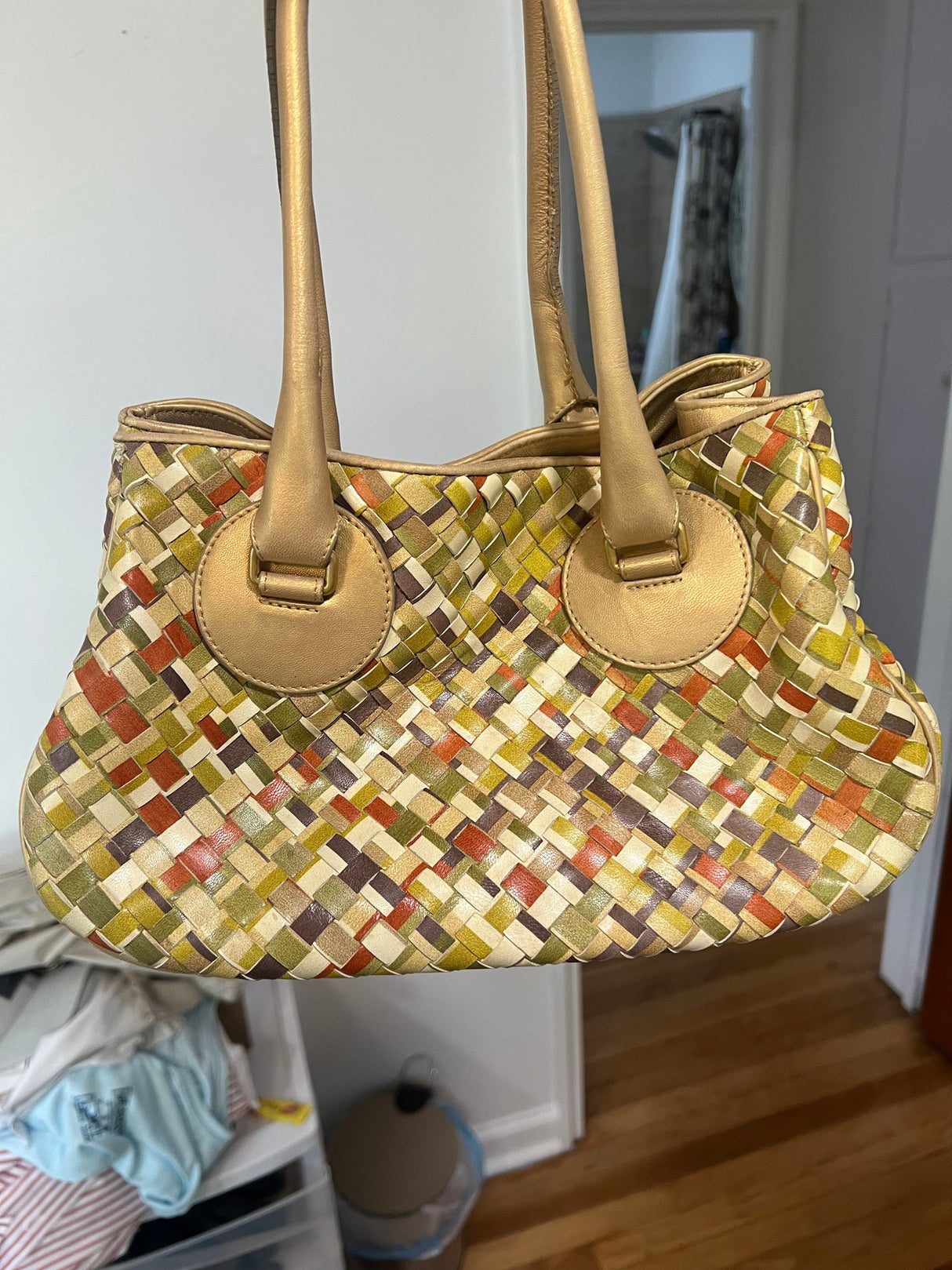 BOTTEGA VENETA Intrecciato Shoulder Bag Hand Bag Green Gold