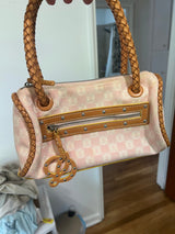 LOEWE Anagram Canvas Leather Hand Bag Boston Bag Pink Brown