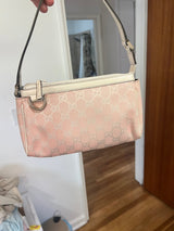 GUCCI Abbey GG Canvas Leather Accessory Pouch Hand Bag Pink 145750
