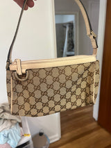 GUCCI GG Canvas Leather Hand Bag Beige Ivory 145750