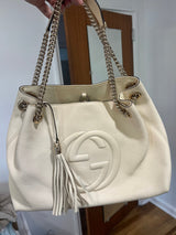 GUCCI SOHO Interlocking G Calf Leather Chain Shoulder Bag 536196