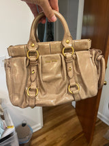 MIU MIU Logo Leather 2Way Bag Hand Bag Shoulder Bag Gray