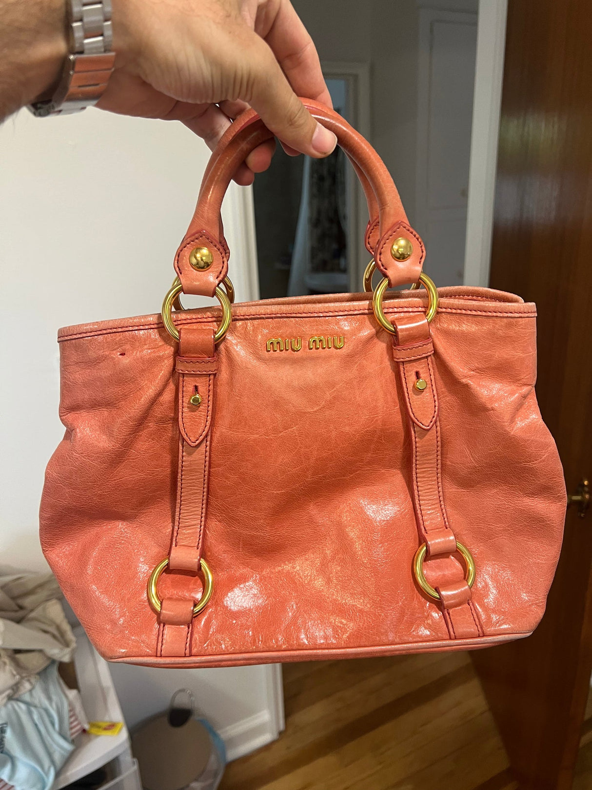 MIU MIU Leather 2Way Bag Hand Bag Shoulder Bag Crossbody Bag