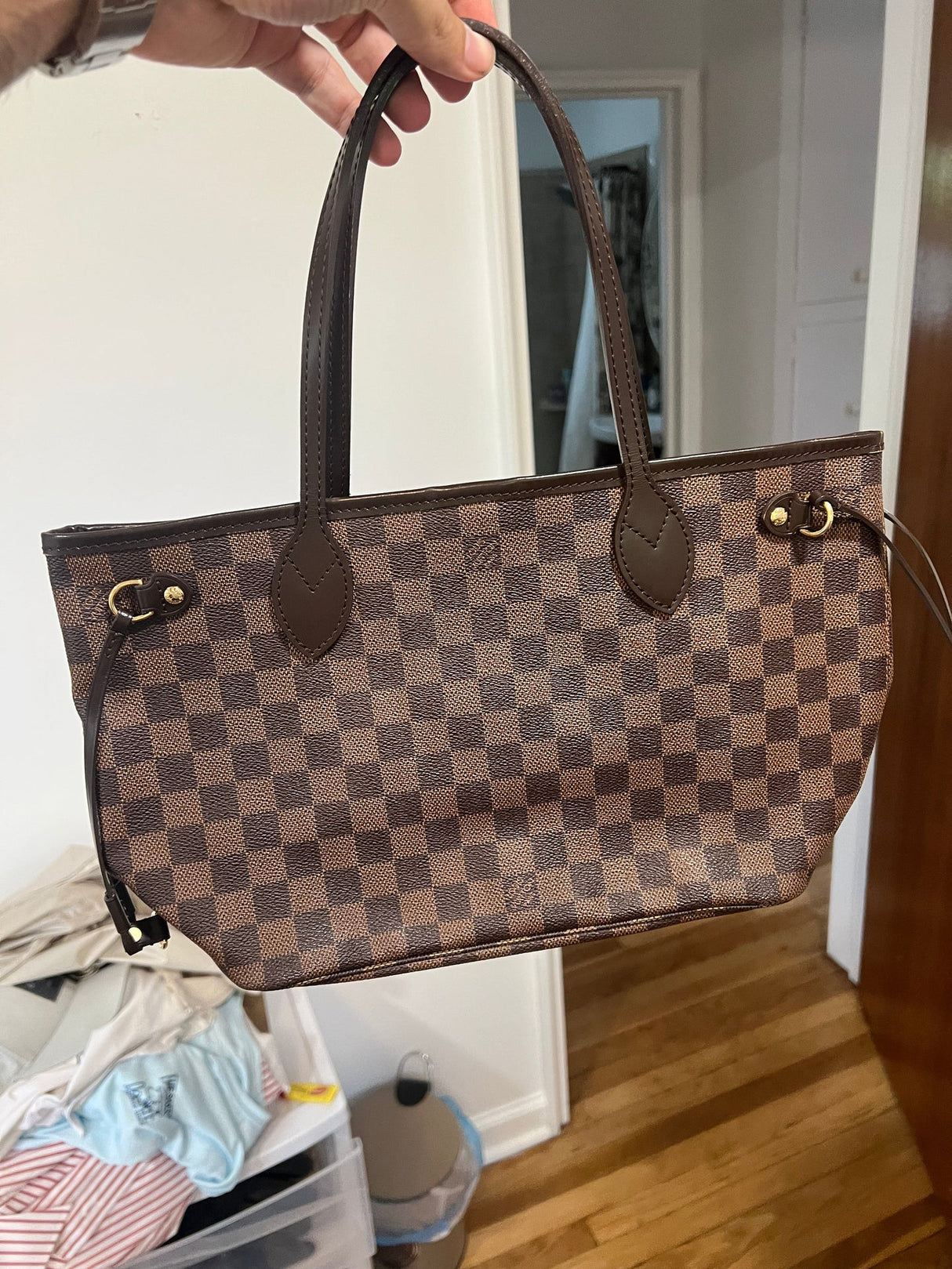 Louis Vuitton Damier Neverfull PM Canvas Tote Bag Brown N41359