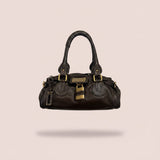 Chloe Paddington Leather Boston Bag Hand Bag Medium Dark Brown
