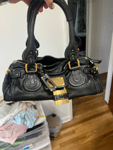 Chloe Paddington Leather Tote Bag Shoulder Bag Hand Bag Black
